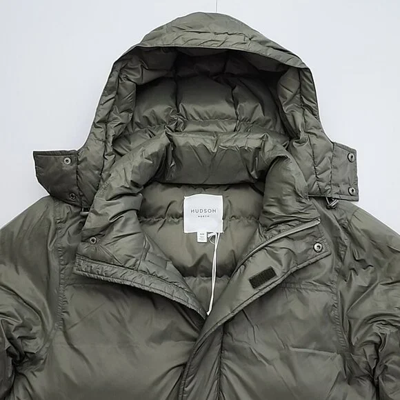 Hudson North Men's Olive Green Puffer Coat Parka Down Fill Winter Sz M - Picture 6 of 16
